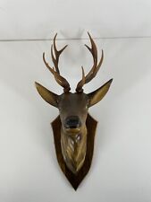 VTG Black Forest Wood Carved Deer Head of A Buck Wall Mount Plaque Well Detailed picture