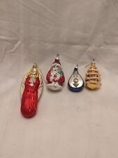 Lot of 4 Vintage  Blown Glass Christmas Ornaments Santa Tree Angel Instrument picture