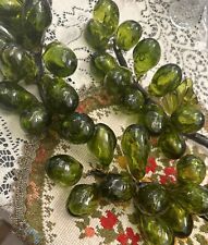 Green Grapes Cluster 3pc Hand Blown Art Glass Vintage MCM 10