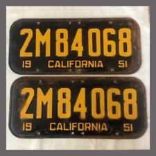 1951 CALIFORNIA Passenger Car License Plates Pair Original DMV Clear YOM picture