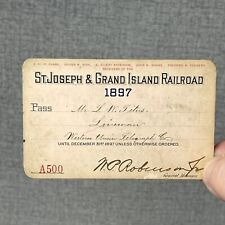 1897 St Joseph & Grand Island Railroad Pass Lineman Western Union Telegraph picture