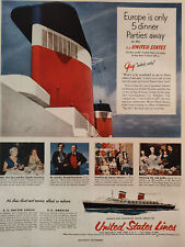 1953 Holiday Original Art Ad United States Ship Lines S S United States picture