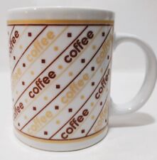 Vintage 1990 Houston Foods Coffee Mug White & Gold and Brown Coffee Logo 10 oz picture