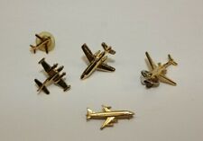 Lot Of 5 Gold Tone Airplane Jet Pilot Crew Lapel Pins picture