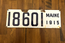 1915 MAINE PORCELAIN LICENSE PLATE TAG #18601  (Blue on white)  GREAT SHAPE picture