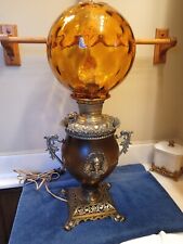 Ornate Antique Victorian E Miller GWTW/Parlor/Banquet Cherubs Oil Lamp pat. 1892 picture