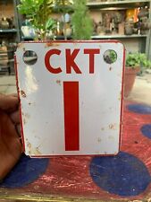 Vintage CKT White & Red Enamel Porcelain Lithograph Tin Sign Board Plaque Panel picture