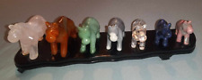 Beautiful Vintage Chinese Horse Set of 7 Carnelian Agate Jade Glass Quartz Stone picture