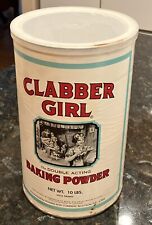 Vintage Large CLABBER GIRL Baking Powder Tin Can 10 Lb Size Advertising 10
