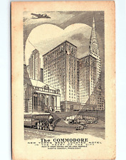1930s THE COMMODORE HOTEL GRAND CENTRAL AIRLINE RAILROAD ENGRAVED POSTCARD P2852 picture