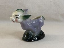 Vntg 50's Cute Baby Donkey Running Ceramic Planter Purple Green Succulents Cute picture