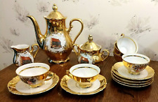 Tea Set Gold German Hanau Main Kunst Hummendorf Kronach Porcelain Fine China VTG picture