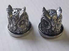 Stieff Pewter Owl E-60 Salt and Pepper Shakers Minature Size Spain Set of 2 picture