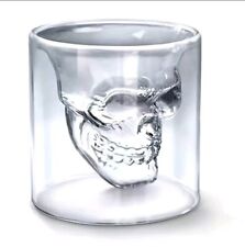 Skull drinking glass double shot double layer clear bar 3D mancave goth punk picture