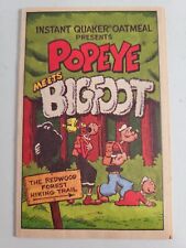 Popeye Meets Bigfoot Instant Quaker Oatmeal Mini Comic Book From 1989 picture