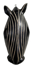 Wooden African Zebra Wall Mask Hand Carved in Uganda 11'' A2 picture