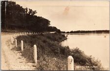 Vintage KANAWHA, Iowa RPPC Real Photo Postcard Lake / Road Scene - 1942 Cancel picture