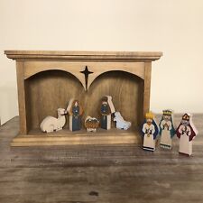 Children’s Nativity Scene 9 Pc Set Figures Creche Manger Wood picture
