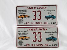 2004 Illinois License Plate # 33 Frankfort Car Show Matching Pair Original Used picture