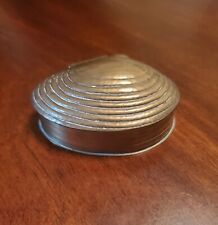 Vintage Solid Brass Clam Seashell Hinged Trinket Jewelry Box  Small Coastal picture