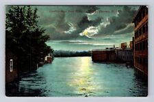 Laconia NH-New Hampshire, On River from Main St Bridge, Vintage c1908 Postcard picture