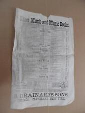 c.1880 S Brainard's Sons Music Publisher Advertising Broadside Chicago Antique  picture
