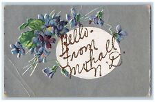 Mohall North Dakota ND Postcard Hello Embossed Flowers Leaves c1910's Antique picture