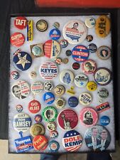 Vintage Political Pin Lot 55 Buttons 70s 80s 90s Bush Clinton Reagan Perot Nixon picture
