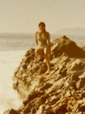 1U Photograph Beautiful Woman Bikini Posing On Rocks Ocean Laguna Beach 1978 picture