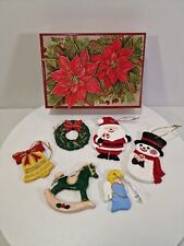 Vintage Polymer Clay Dough? Christmas Ornaments Set of 6 Bell Wreath Santa, B3i picture