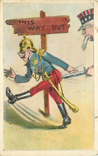 WWI Postcard Comical Kaiser Series 12 Uncle Sam Stabs Kaiser Wilhelm In Butt picture