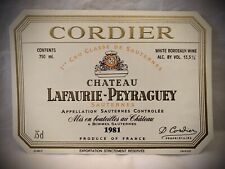 WINE LABEL - Vintage 1981 Château Lafaurie-Peyraguey - SAUTERNES picture