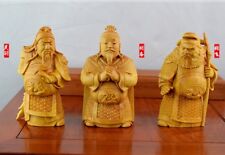 CC0772C - 7x4 CM Stunning Boxwood Carving - Set of 3 Ancient Warriors picture