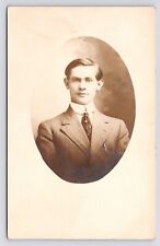 c1910~Vignetted Handsome Man in Suit Portrait~Antique Photo~RPPC Postcard picture