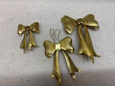  Metal Brass Bows Ribbons HOMCO Home Interiors Wall Decor Lot of 3 Vintage  picture