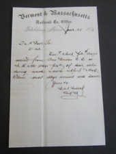 Old 1873 - VERMONT & MASSACHUSETTS RAILROAD - Letterhead Document - FITCHBURG picture