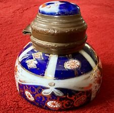 ANTIQUE IMARI HAND PAINTED PORCELAIN INKWELL picture