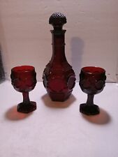 AVON Ruby Red Vintage (1976) Presidents celebration Decanter And 2 Glasses  picture