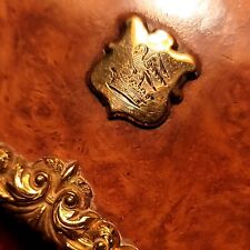 Antique French Burr Wood & 10k Gold Snuff Box picture