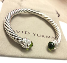 David Yurman Silver 7mm Cable Classic Peridot & Diamonds Bracelet size M picture