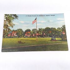 Atlanta Georgia Fort McPherson -Parade Grounds- Civil War General Postcard c1943 picture