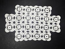 Small Handcrafted Rectangular Doily /w Corner Cut-Outs Crochet 100% White Cotton picture