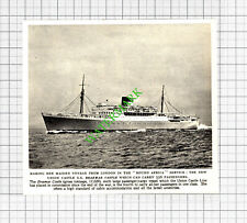 Union Castle SS Braemar Castle Maiden Voyage   - 1952 Cutting picture