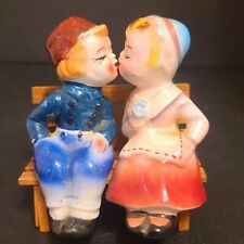  Dutch Kissing Couple on Bench Kissing Salt & Peppers Shakers Vintage  picture