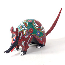 Armadillo Wood Figurine Paperweight Oaxaca Style Folk Art 13