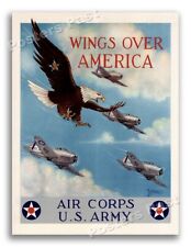 “Wings Over America” 1939 Vintage Style WW2 War Air Corps Poster 18x24 picture