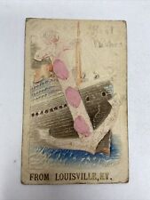 Best Wishes Louisville KY Postcard Anchor Ship Silk Ribbon Embossed Nautical picture