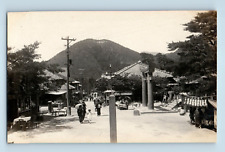 Street View Mountain Gates Electrical Poles Kimonos Japan RPPC Postcard B4 picture