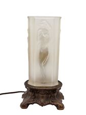 Tiffan c1920's Art Deco Frosted Satin Art Glass Nude Female Figural Table Lamp  picture