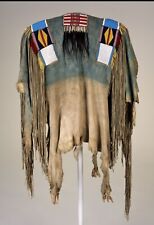 Old Antique Style Beige Suede Hide Beaded Fringe Powwow War Shirt NBS159 picture
